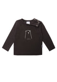 Afbeelding laden in Galerijviewer, Antraciet Liliput baby longsleeve met witte beerprint en drukknoopjes op de schouder.