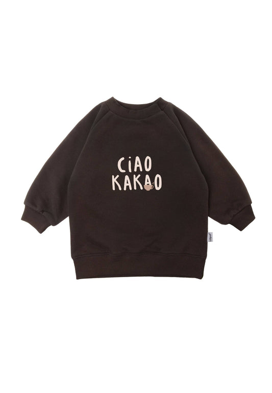 Donkerbruine Liliput sweater met Ciao Kakao print