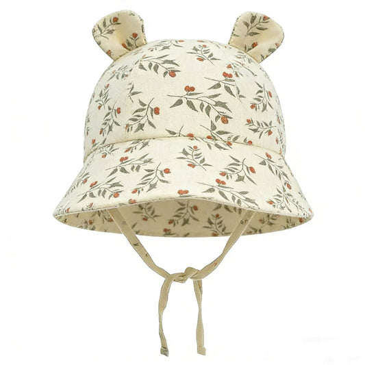 Hydrofiel Baby Zonnehoedje met Oortjes – Floral
