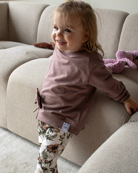 Kindertrui mauve met strikdetail