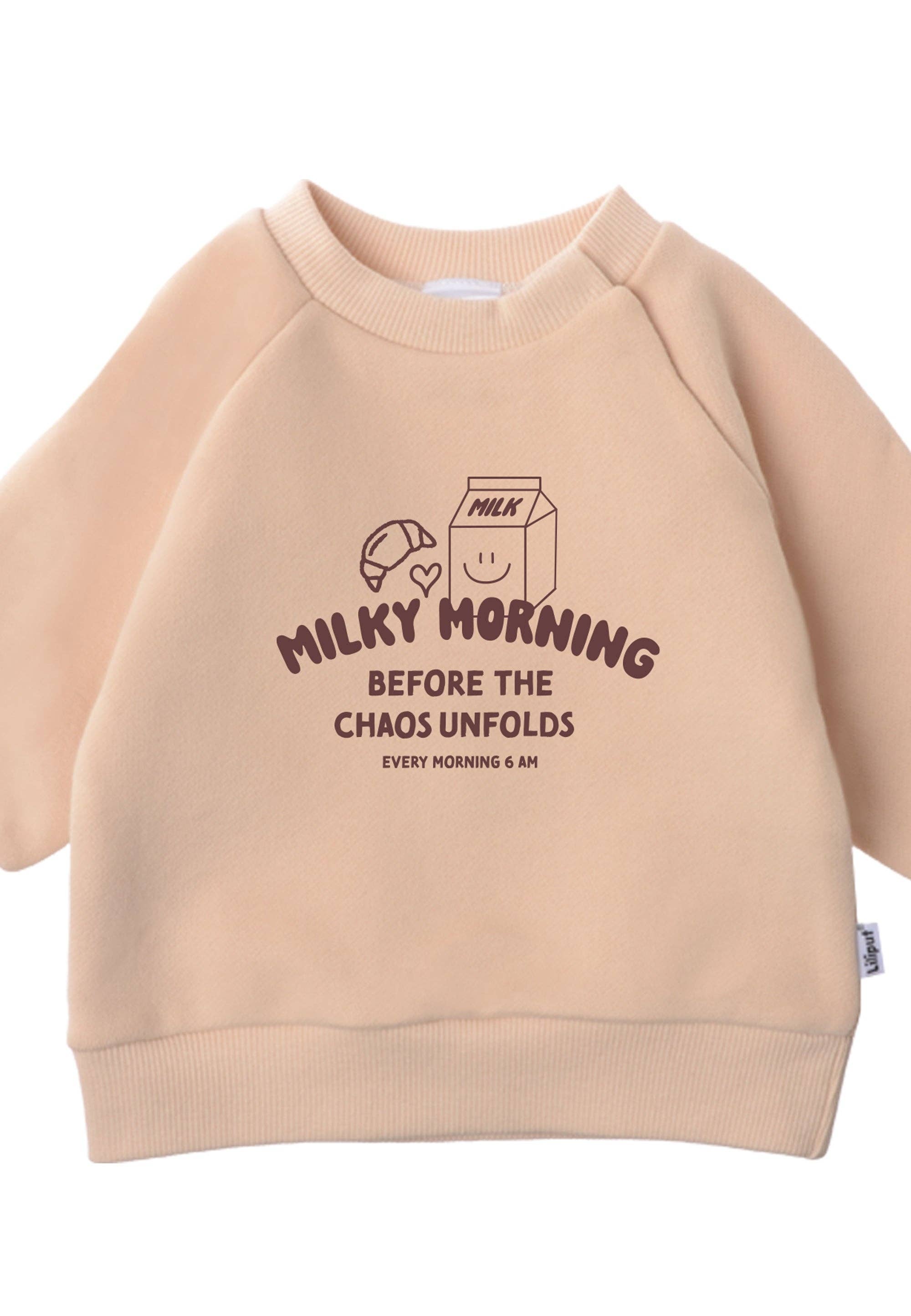 Kindertrui met croissant en melkpak print van Liliput