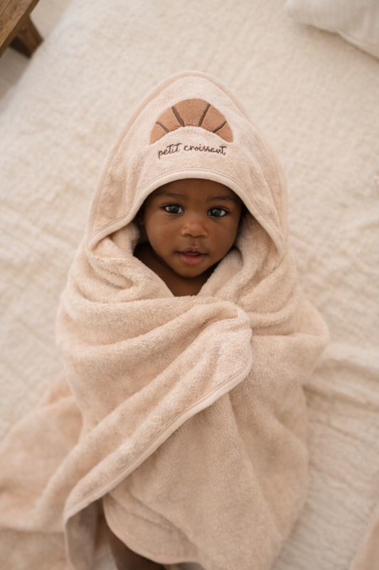 Liliput Badcape baby beige met capuchon | Petit Croissant